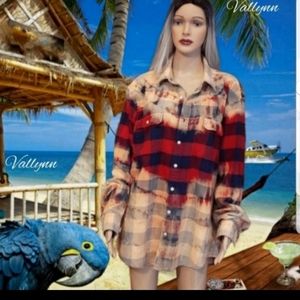 Custom Dipped one of a kind Flannel buttonup mens size XL